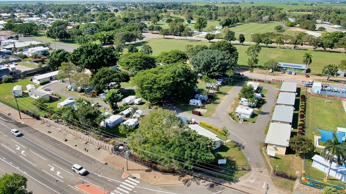 Aerial view of Burdekin Cascades Caravan Park